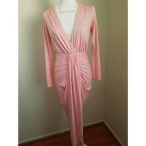 Windsor Fashion pink dress. Plunging v neck.